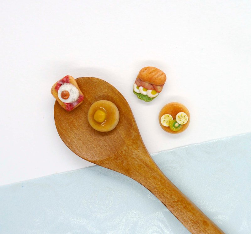 松饼三明治套餐 任选2种 可改耳夹式 - 耳环/耳夹 - 粘土 