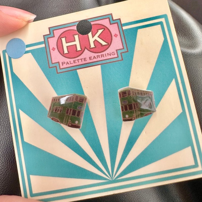HKPaletteEarring - 电车(耳环) - 耳环/耳夹 - 树脂 绿色