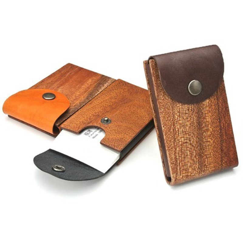 Business card holder made of wood and leather 02 - 名片夹/名片盒 - 木头 