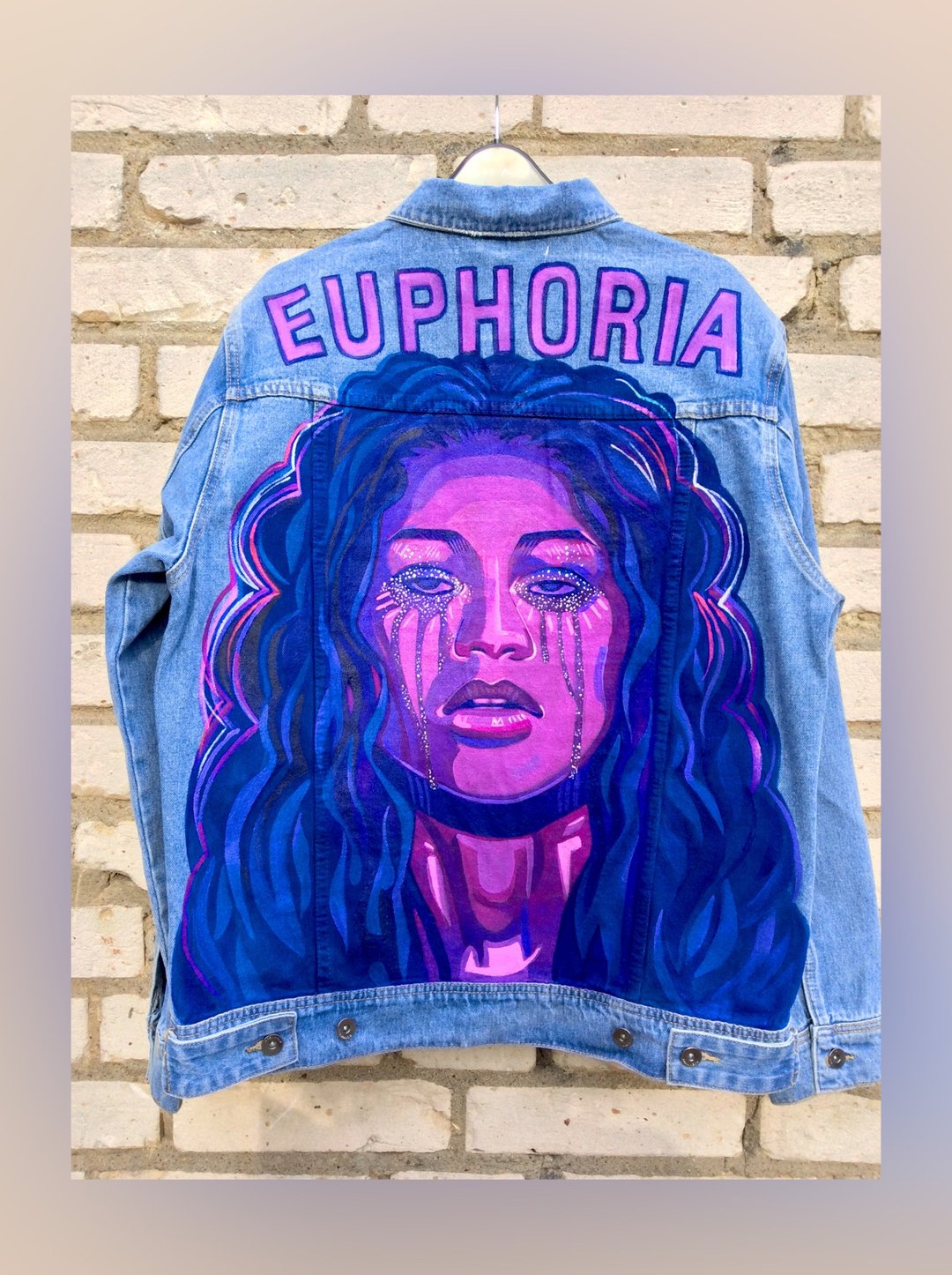 Painted Denim Jacket Handmade Euphoria, Zendaya Gift - 女装休闲/机能外套 - 棉 多色
