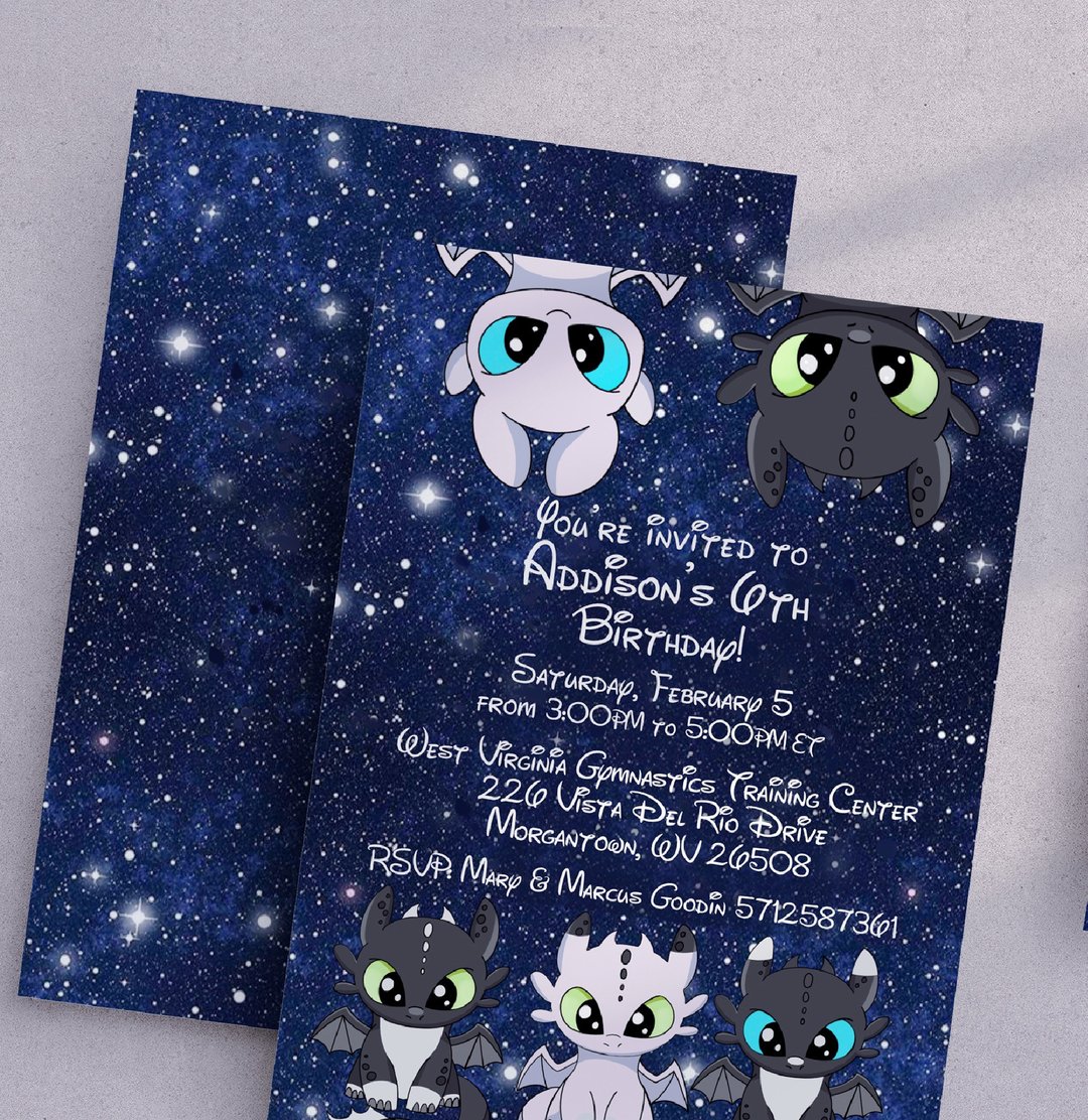 神龙邀请函，无牙生日，可自行编辑 Canva - 电子喜帖/贺卡/邀请函 - 其他材质 
