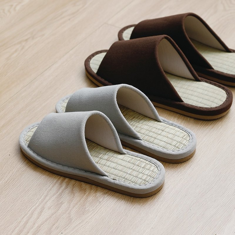 日本霜山 EVA和风布艺透气凉爽室内竹席拖鞋(男女款可选) - 室内拖鞋 - 塑料 多色