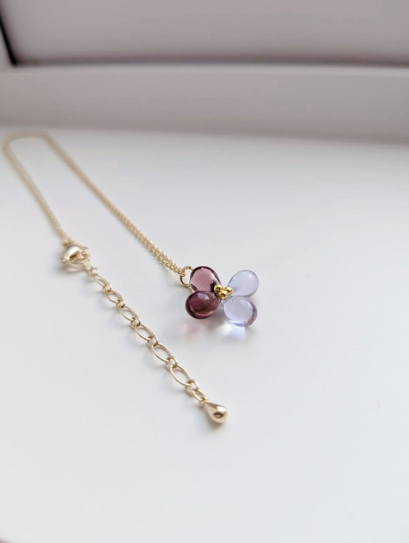 绣球花项链花痴项链 玻璃花 - 项链 - 玻璃 紫色