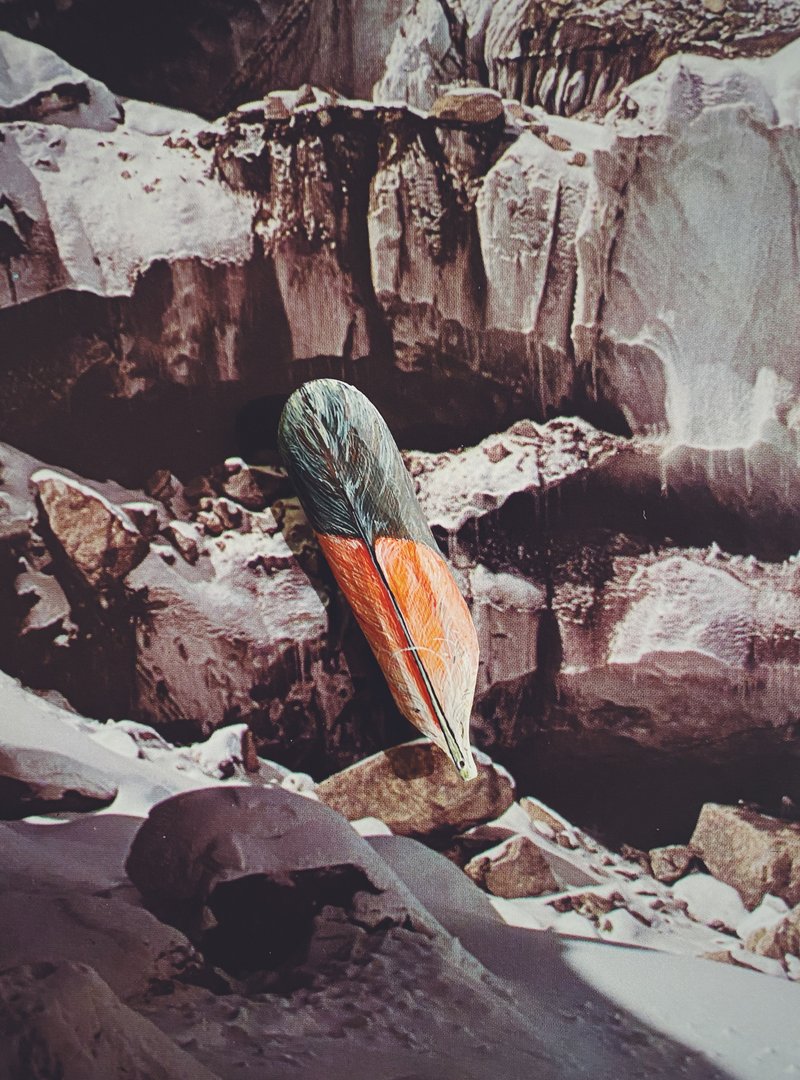 木刻手绘坠饰 - 羽毛 - 其他 - 木头 红色