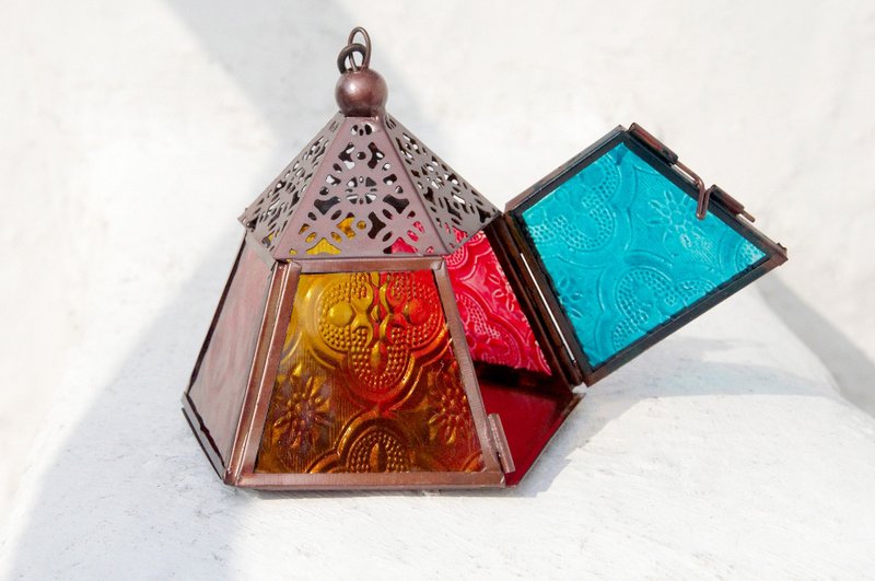 手工拼接玻璃烛台/彩绘玻璃烛台/镶嵌玻璃-金字塔彩绘玻璃烛台  - 蜡烛/烛台 - 玻璃 多色