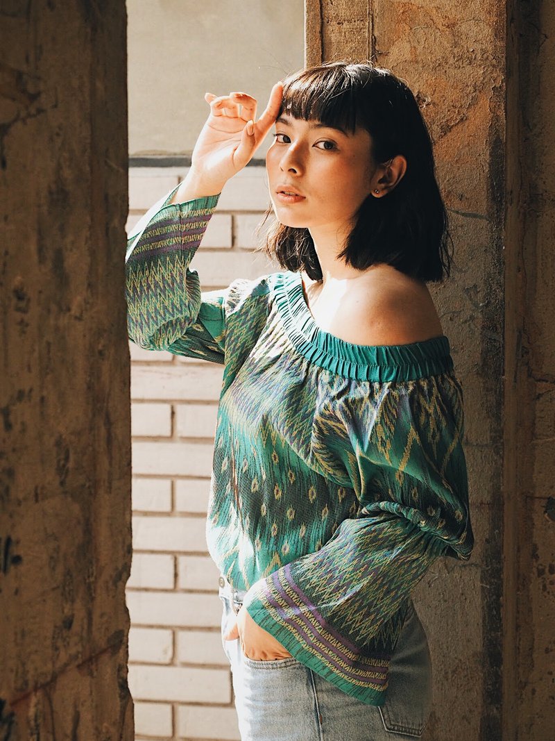 Off-shoulder mint - 女装上衣 - 其他材质 绿色