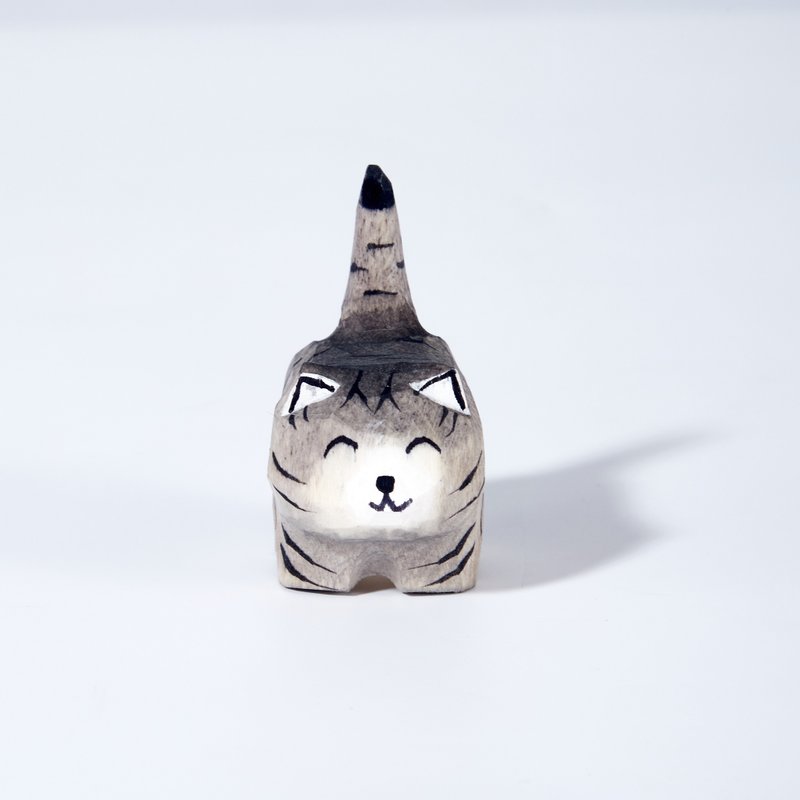 Sami 小猫木雕 - 摆饰 - 木头 灰色