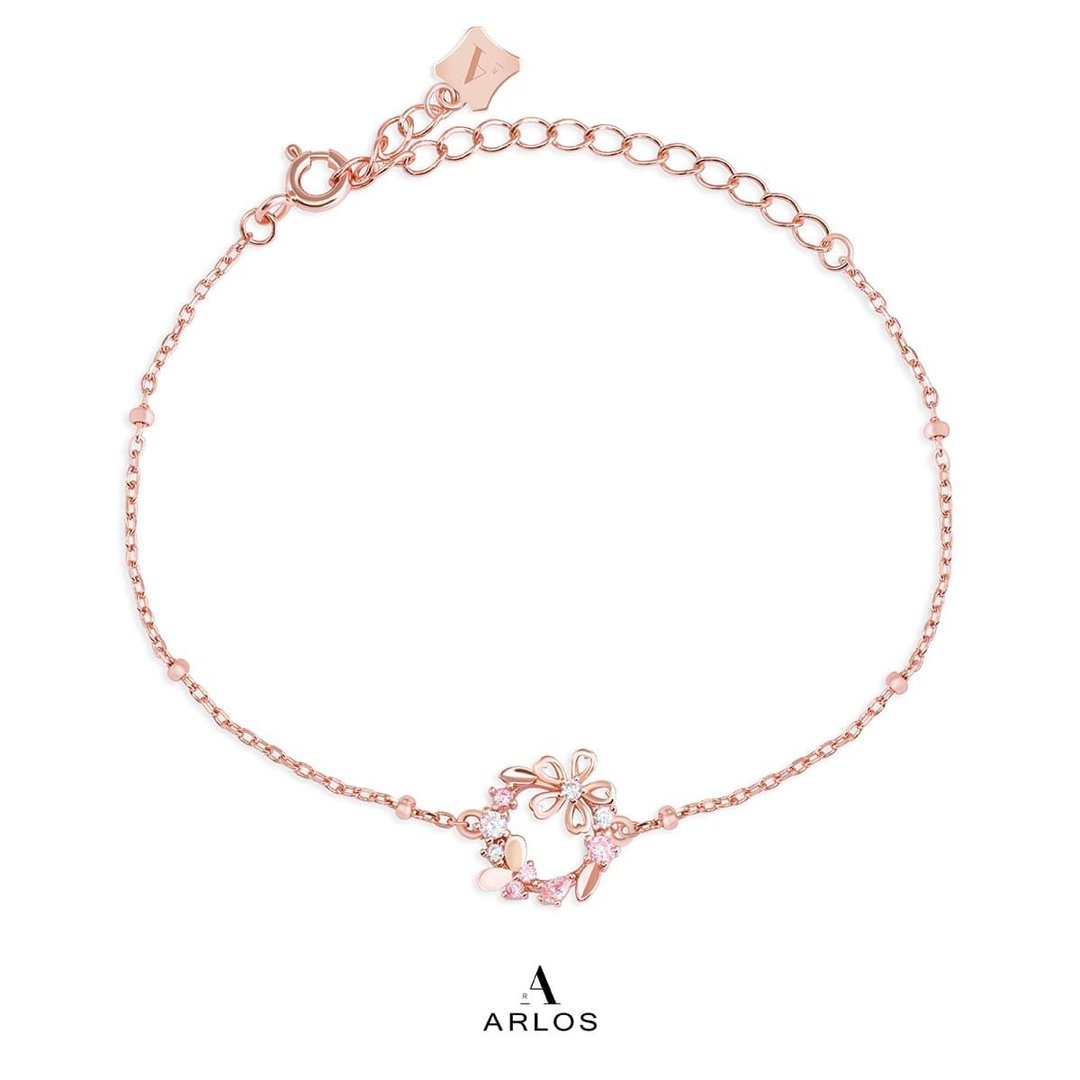 L'amour 樱花花圈手链 (玫瑰金) - 手链/手环 - 纯银 
