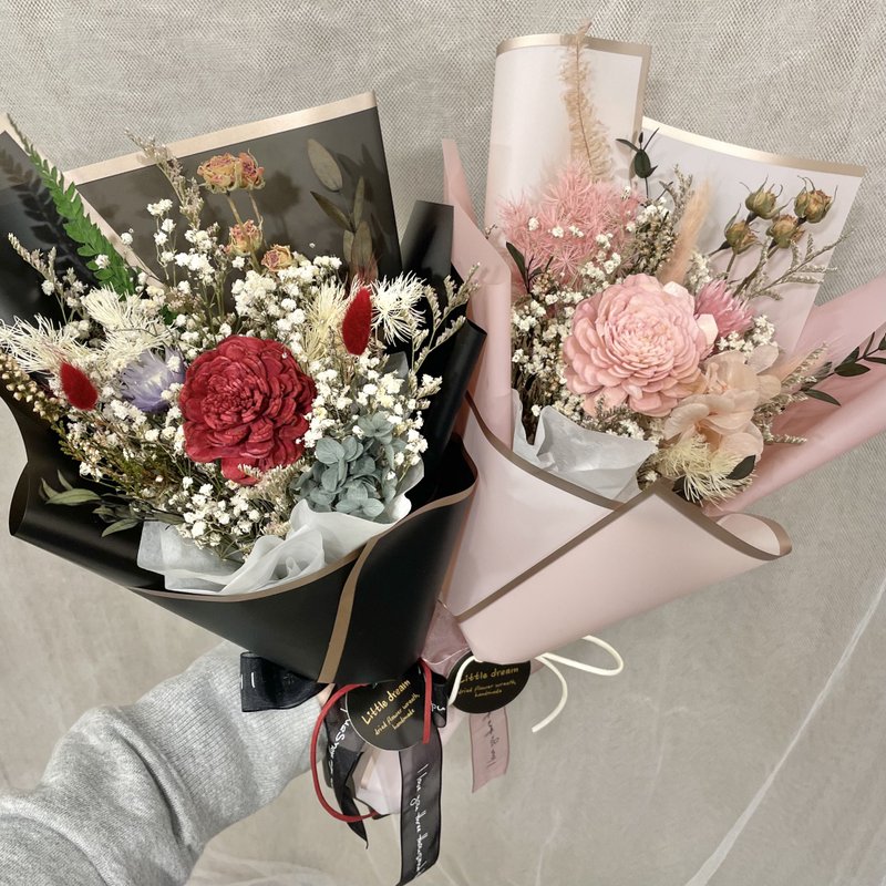 | 小梦境花艺 | 索拉玫瑰花 满天星 干燥花束 情人节花束 - 干燥花/捧花 - 植物．花 白色