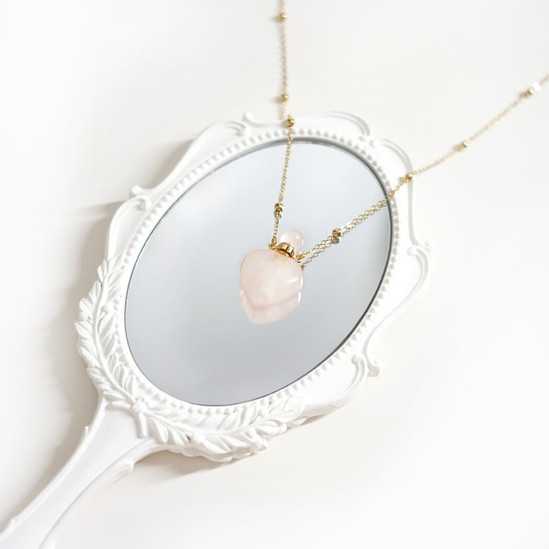 Arobelle 14K天然粉晶香薰瓶项链 - 项链 - 水晶 粉红色