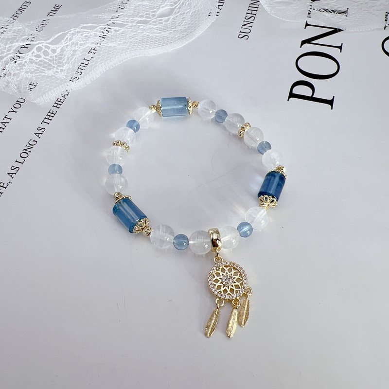蓝针水晶 | 海蓝宝 | 天使的羽毛 | 定制化手链 - 手链/手环 - 水晶 