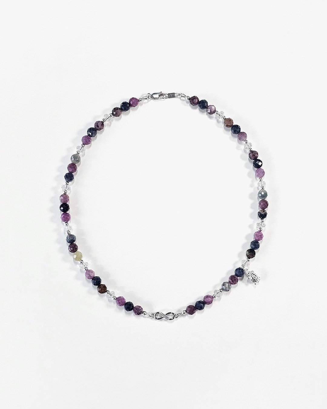 缤纷彩色蓝宝石短项链与小乌龟配饰 // Multicolor Sapphire - 项链 - 半宝石 多色