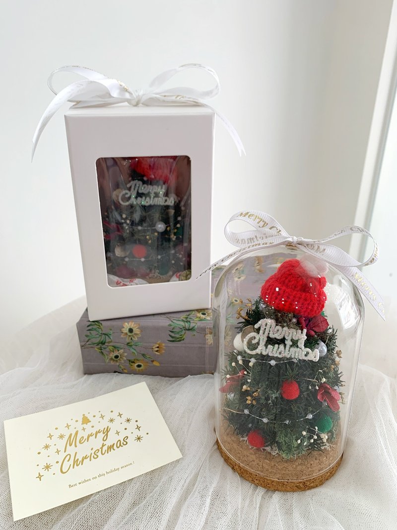 迷你圣诞树玻璃罩 干燥花 永生花 圣诞节礼物 交换礼物 玻璃盅 - 干燥花/捧花 - 植物．花 