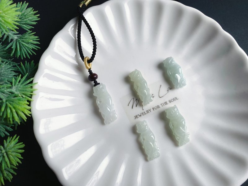 天然缅甸玉翡翠 孤品 猴 猴子 美猴王 项链 长寿 礼物 生日礼物 - 锁骨链 - 玉石 绿色