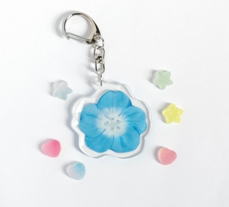 nemophila blue - 钥匙链/钥匙包 - 压克力 蓝色