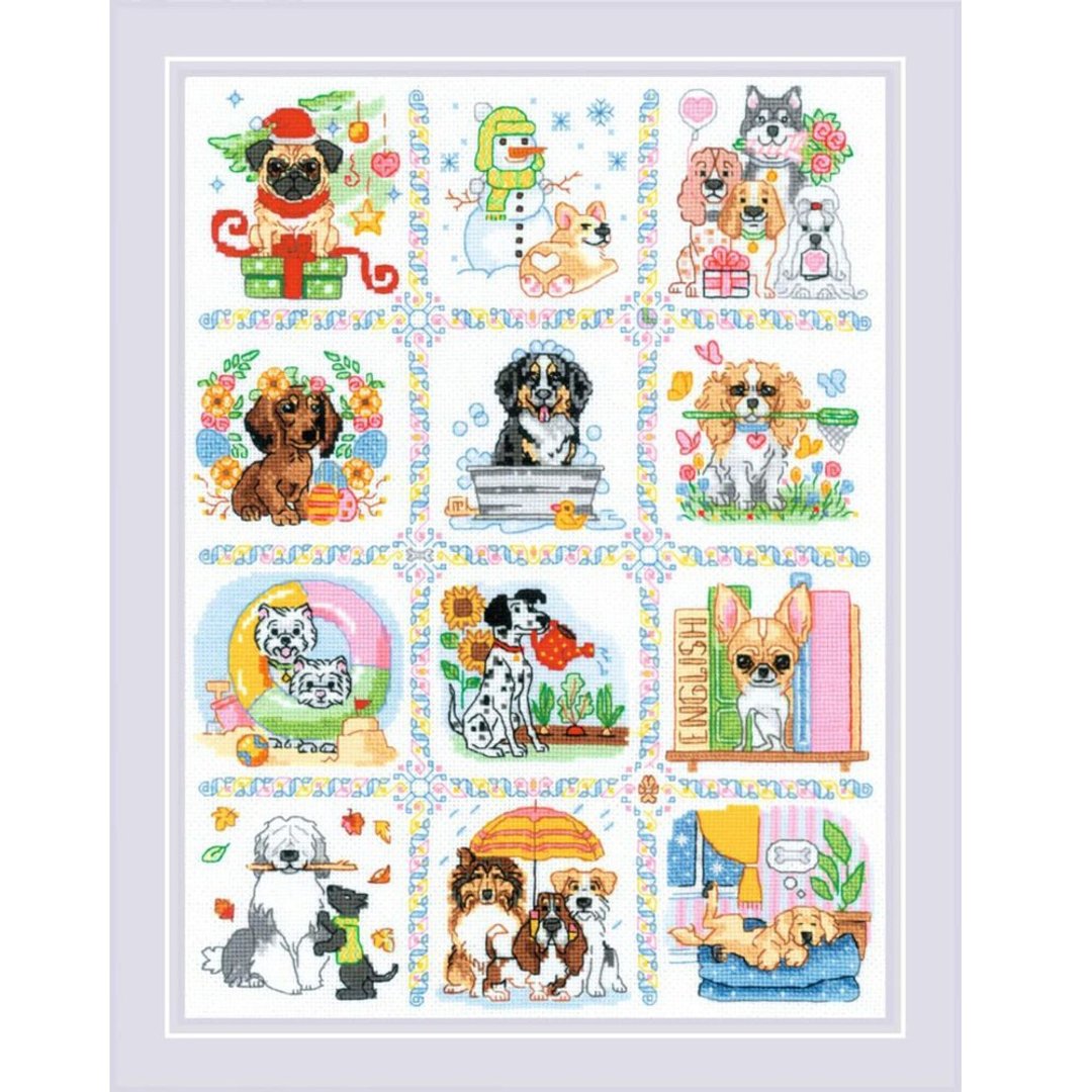 2245 - RIOLIS 十字绣材料包 - 狗狗的一年 - 编织/刺绣/羊毛毡/裁缝 - 其他材质 