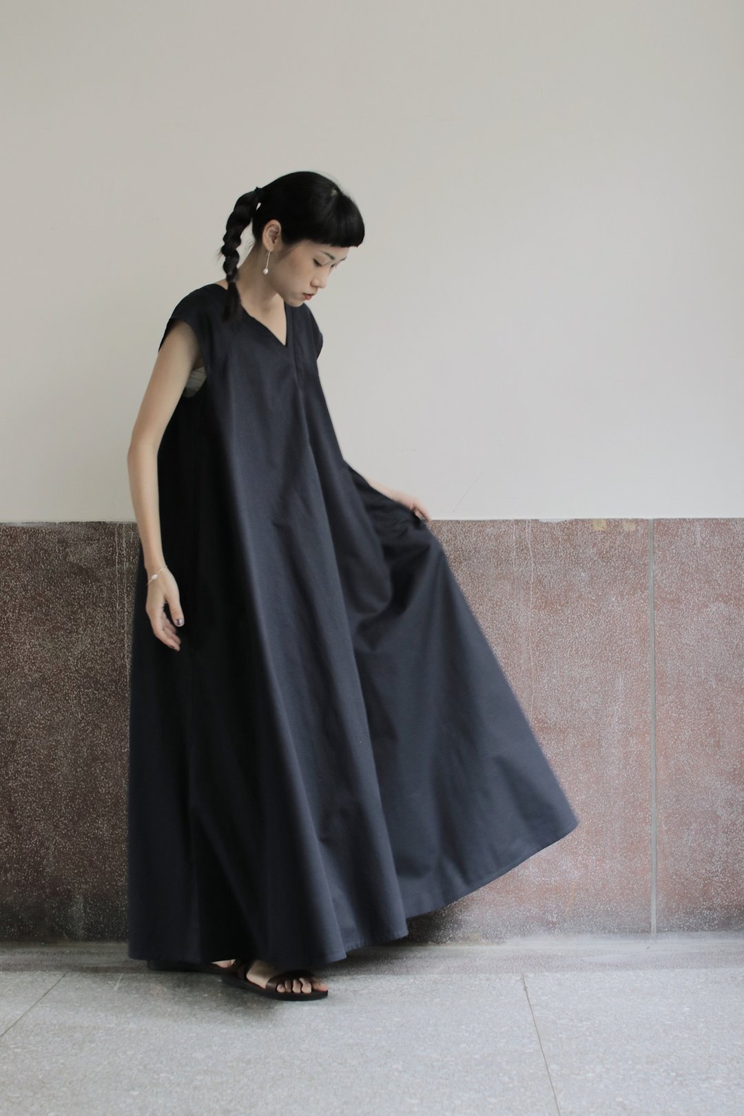 Omake Original / shiki pants - 洋装/连衣裙 - 棉．麻 黑色