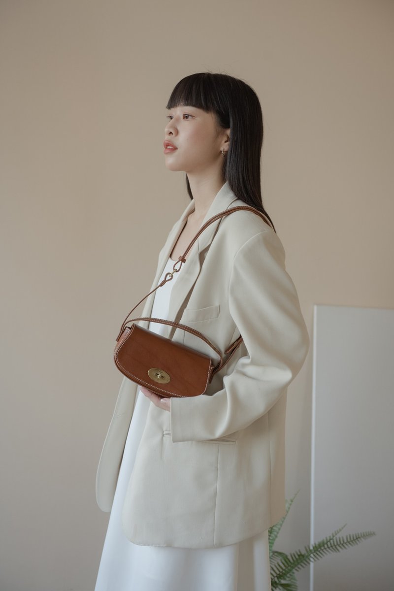 转锁迷你两用包 - 侧背包/斜挎包 - 真皮 