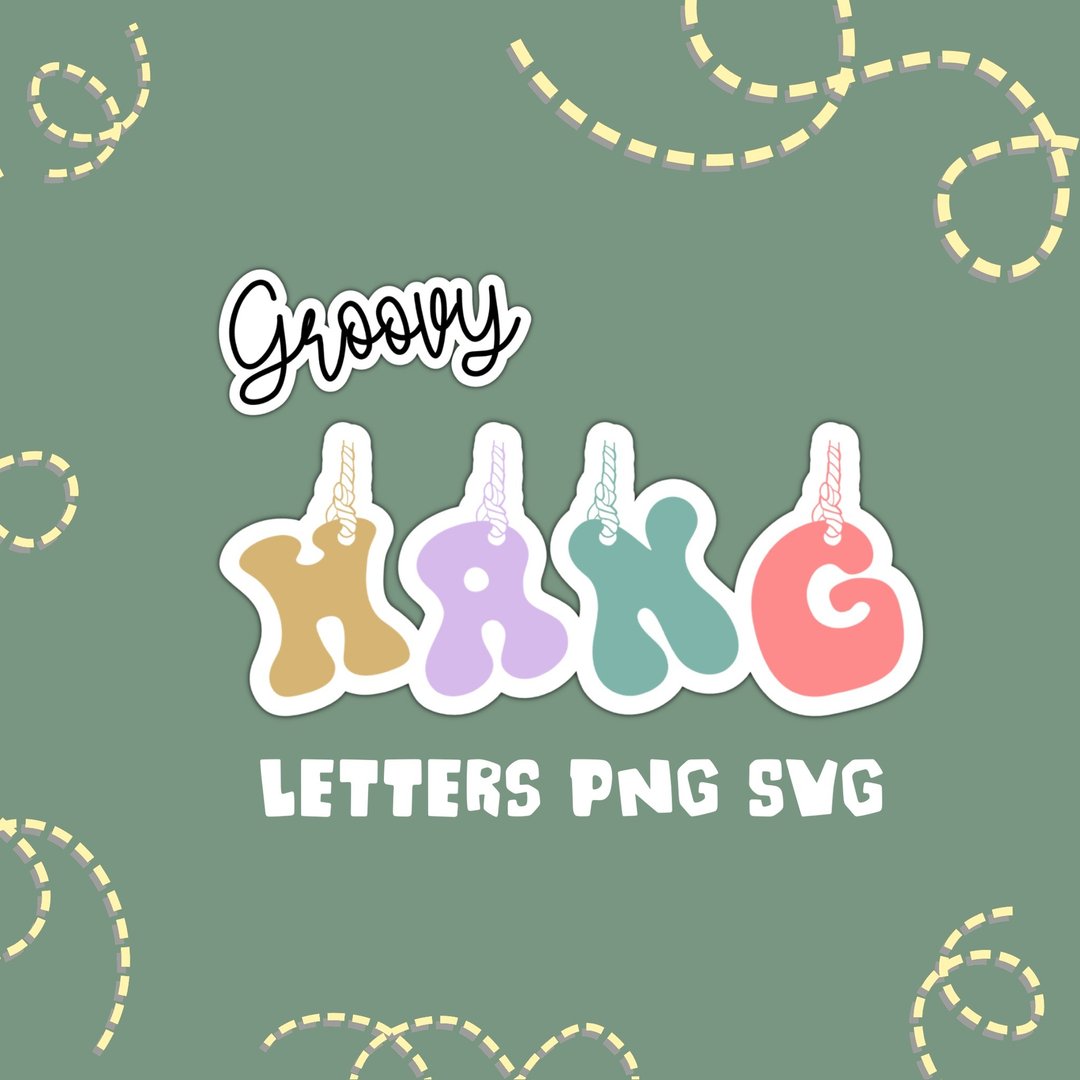 Groovy 挂字母 PNG SVG - 其他数码设计 - 其他材质 