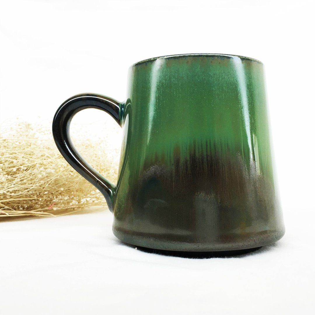 手作窑变山水马克杯 - 茶具/茶杯 - 陶 黑色