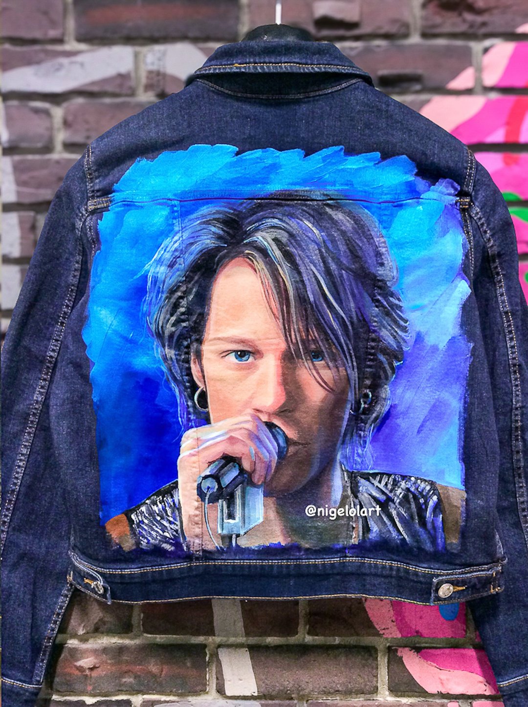 手绘丹宁夹克 Jon Bon Jovi 个性化订制 手工独一无二礼品 - 女装休闲/机能外套 - 棉 多色