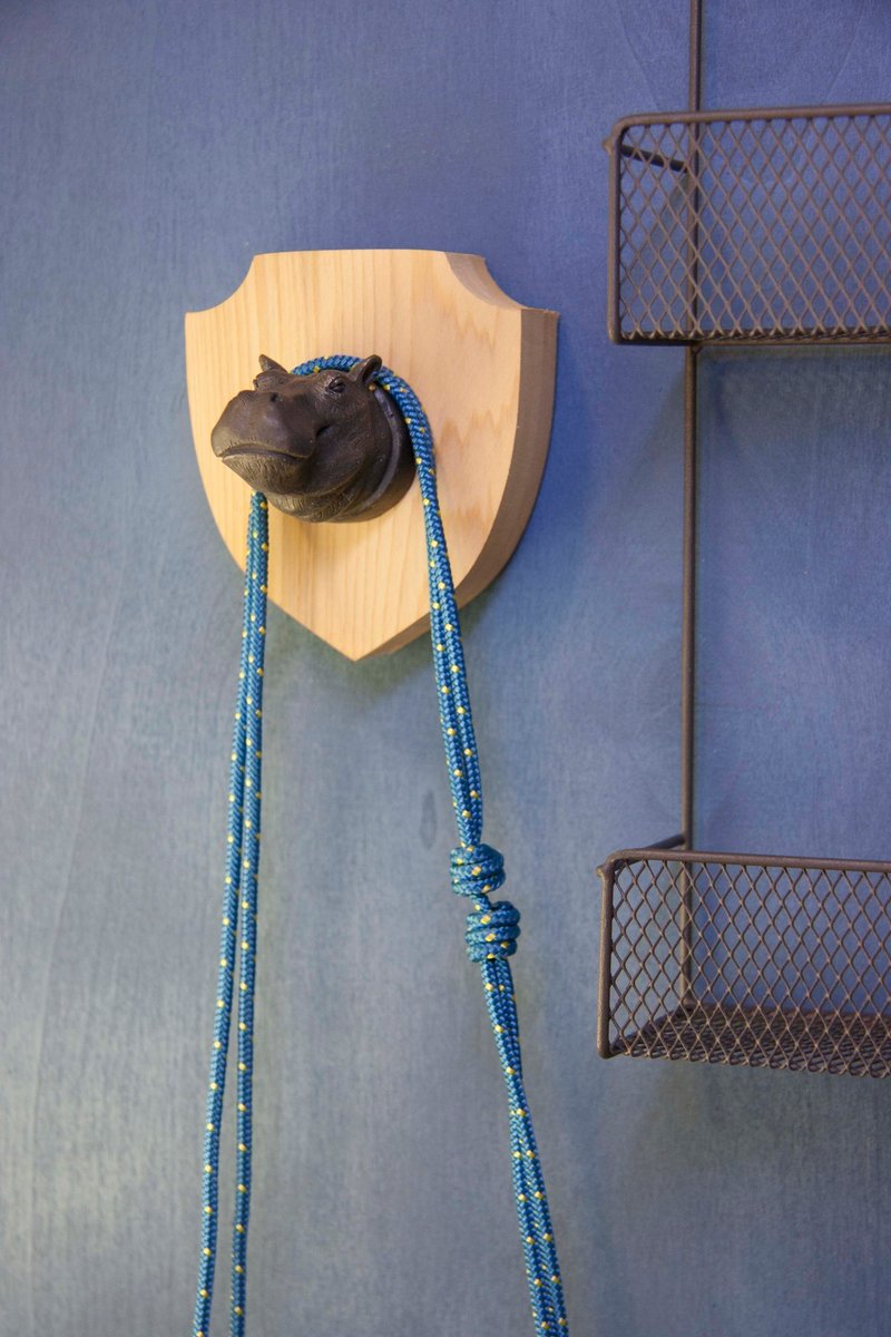 河马 动物头像 壁挂 挂勾 木头 桧木 - 摆饰 - 木头 黑色