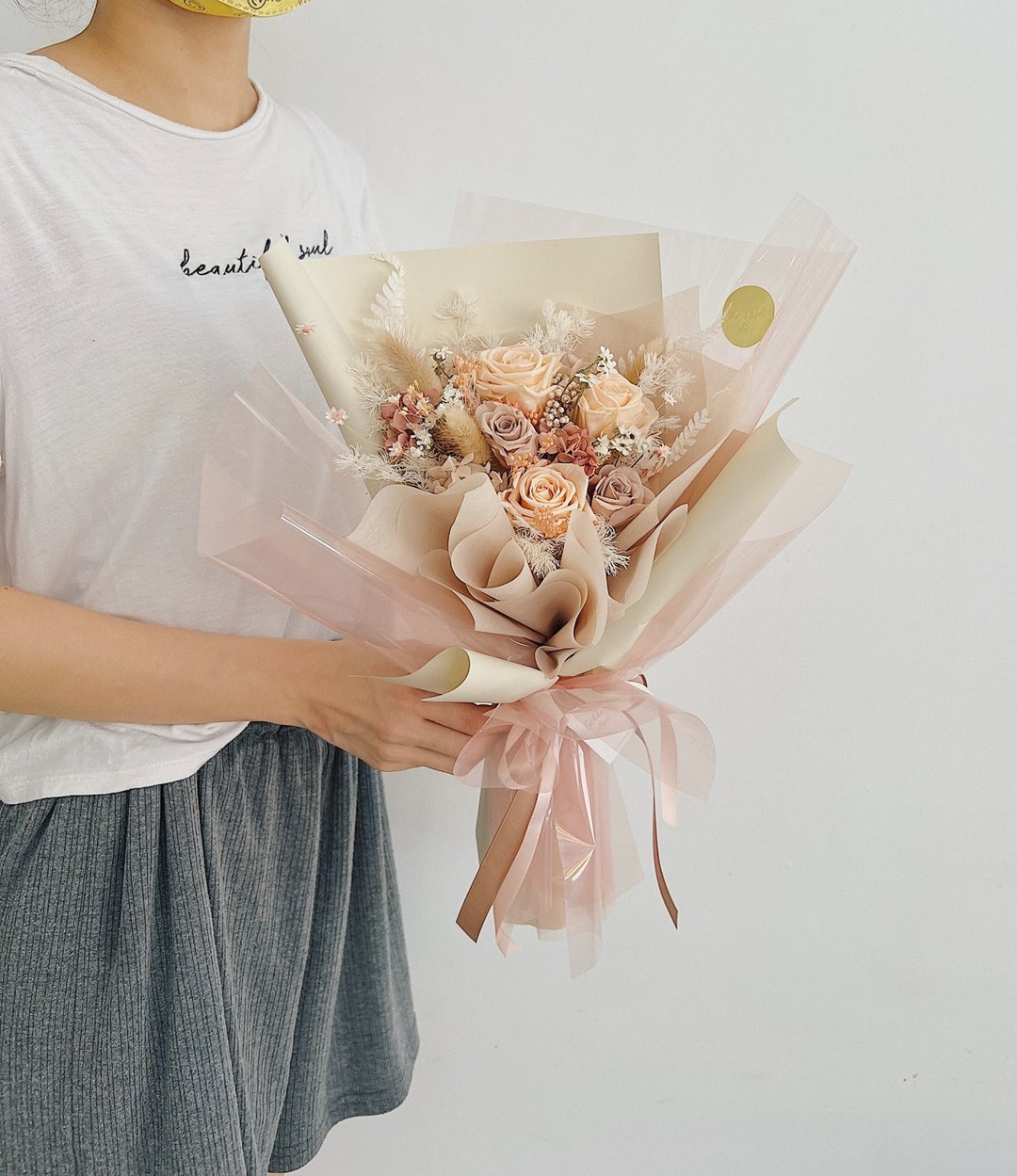 【永生玫瑰花花束】• 情人节/永生玫瑰花/永生玫瑰花花束/玫瑰花 - 干燥花/捧花 - 植物．花 粉红色