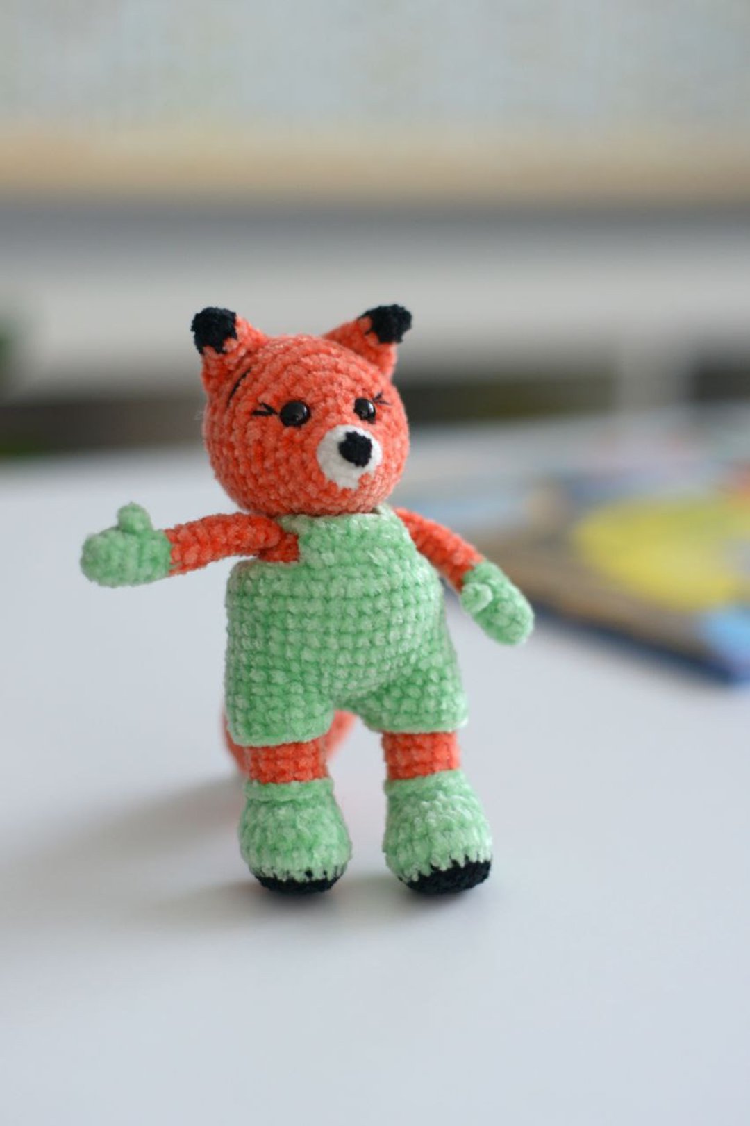 Miniature fox toy, fox baby plush, red fox figurine, handmade fox, baby gift - 玩偶/公仔 - 其他人造纤维 多色