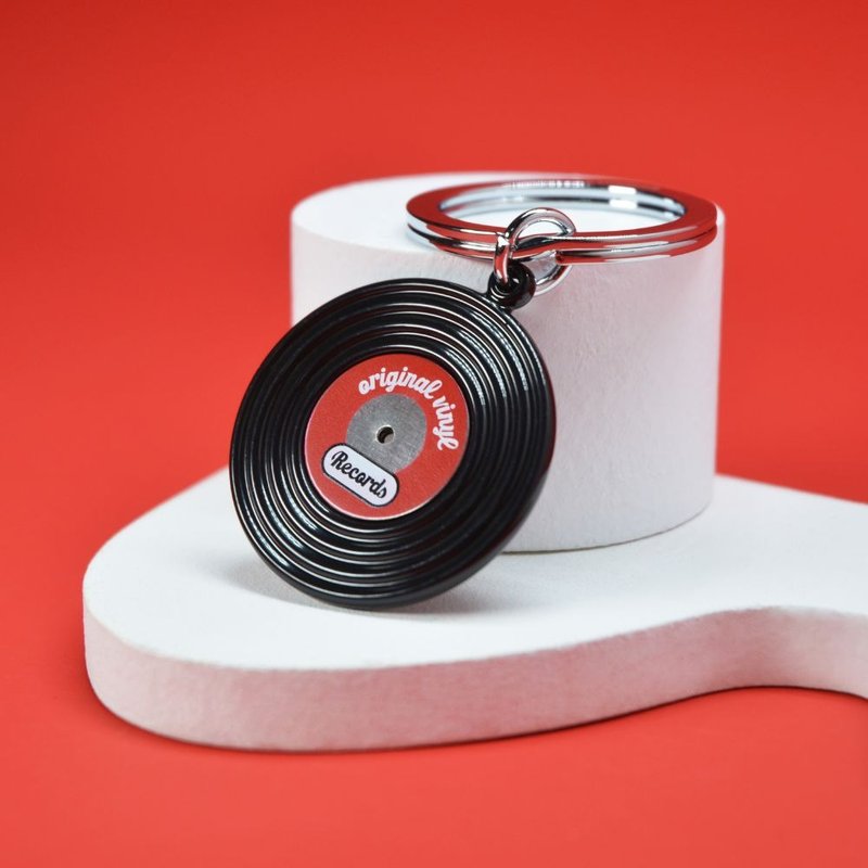 【Metalmorphose】MTM黑胶唱片钥匙圈 唱片造型吊饰/礼品/复古 - 钥匙链/钥匙包 - 其他金属 黑色