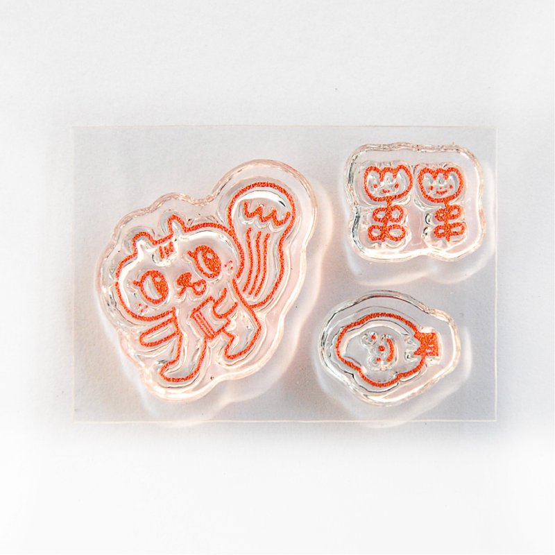 阿蕉x六街 书之森的捉迷藏水晶印章 松鼠猫1 - 印章/印台 - 塑料 透明