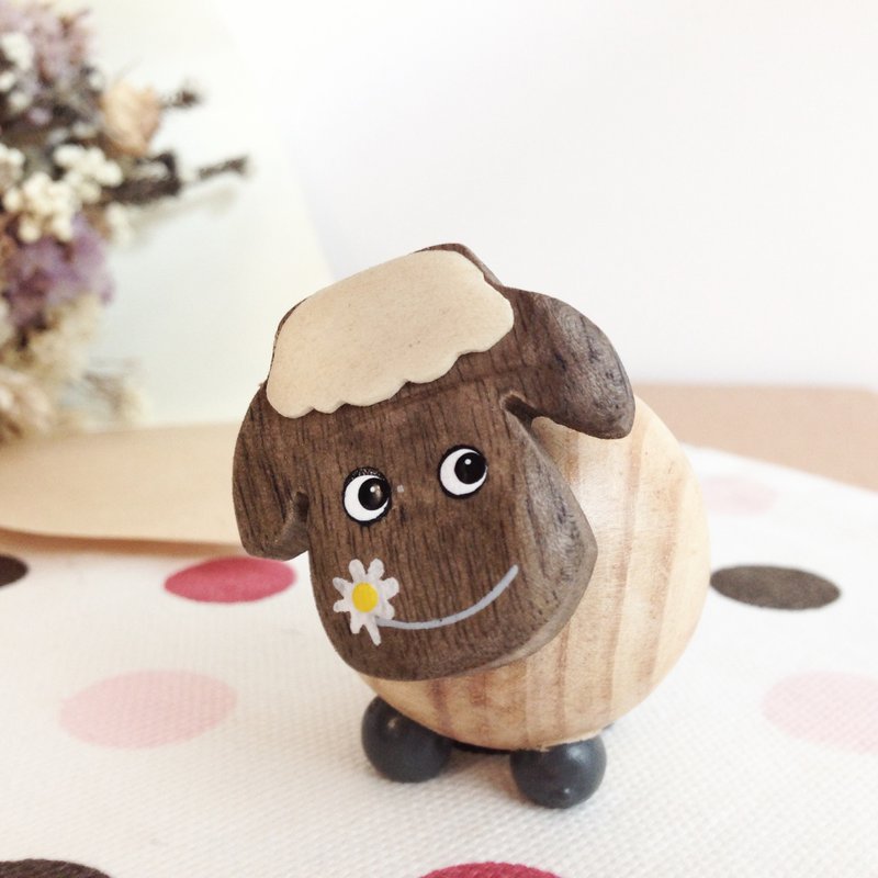 【立体吸铁便条夹】灰色咬花小羊 - 冰箱贴/磁贴 - 木头 灰色