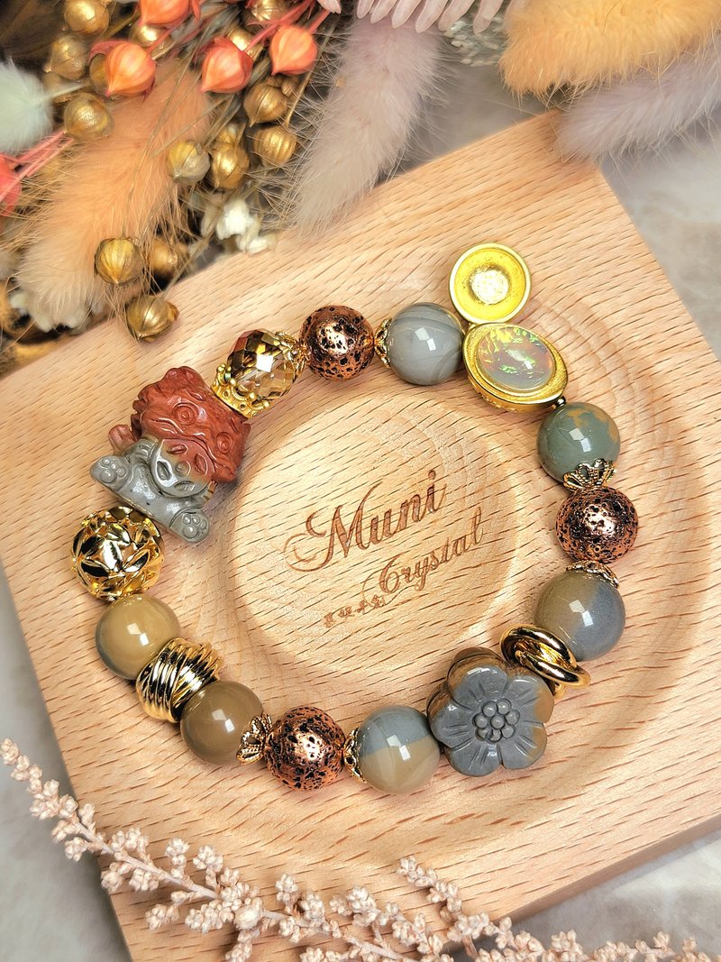 。幸运招财宝。福字金饭碗翘色阿拉善吞金兽宝宝可爱设计款手链 - 手链/手环 - 水晶 多色