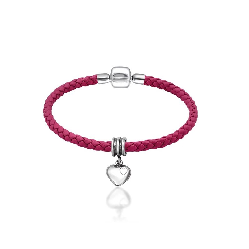 925纯银 | 意大利真皮编织手环 - 手链/手环 - 纯银 银色