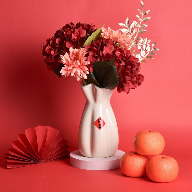 开运绣球仿真花艺花瓶组 春节 过年 装饰 开幕礼 尾牙 - 干燥花/捧花 - 其他人造纤维 红色