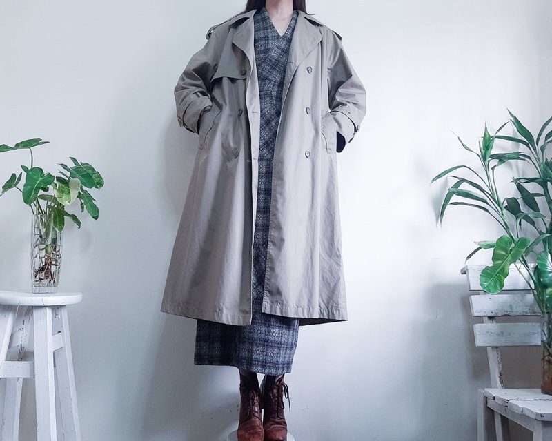 TOWNE LONDON FOG 复古棕色卡其色风衣双排扣大衣尺码 M L - 女装休闲/机能外套 - 棉．麻 卡其色