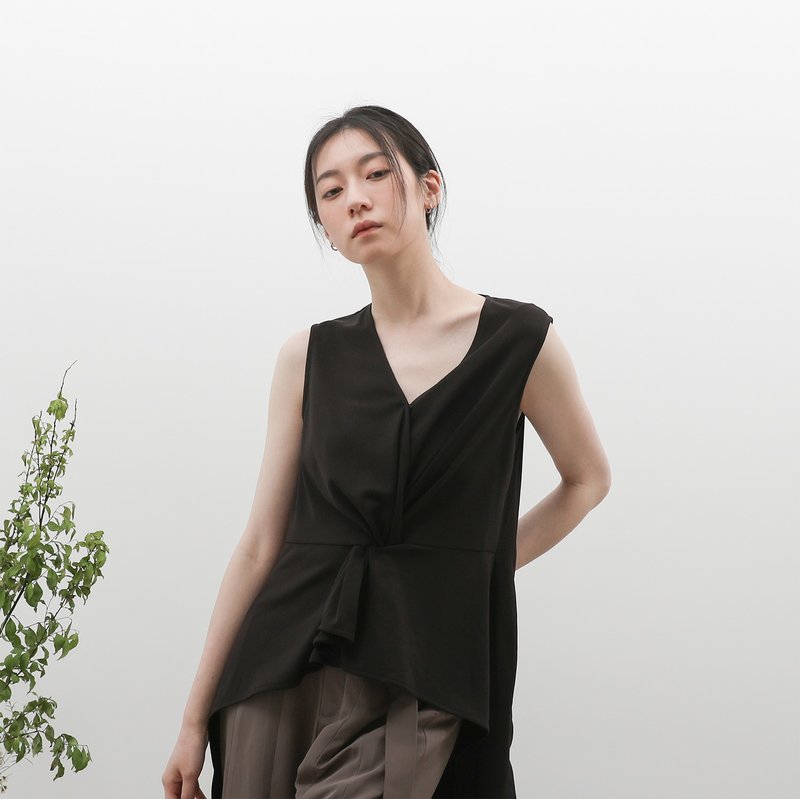 台北时装周限定款/Jing_敬・扭结上衣_23SF005_黑 - 女装背心 - 聚酯纤维 银色