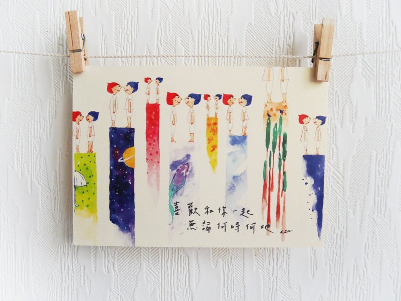 喜欢和你一起无论何时何地 明信片 postcard - 卡片/明信片 - 纸 多色