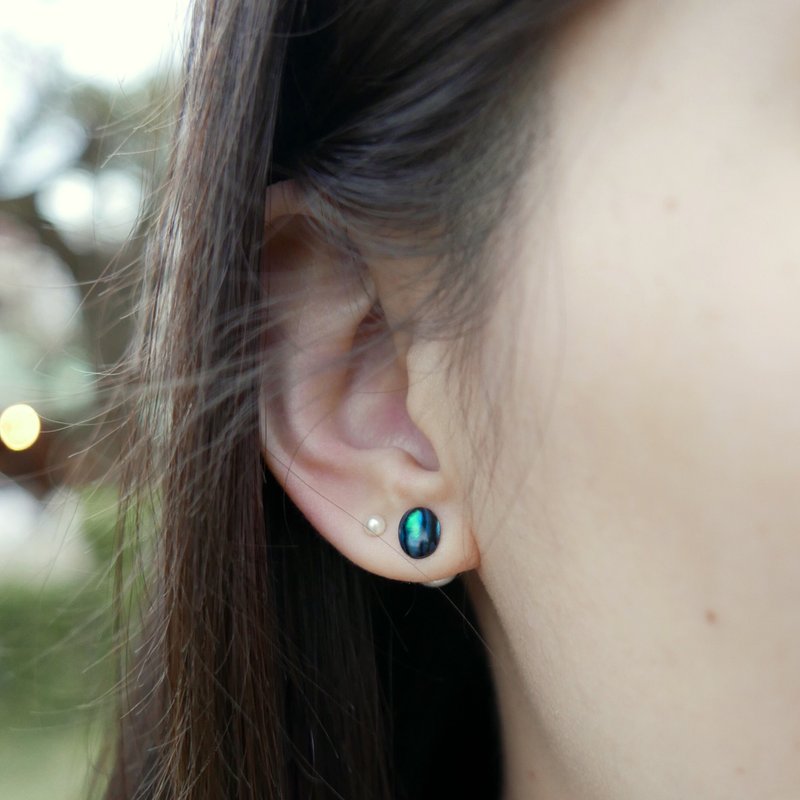 日常系。多彩贝壳耳环。单只 - 耳环/耳夹 - 其他材质 多色