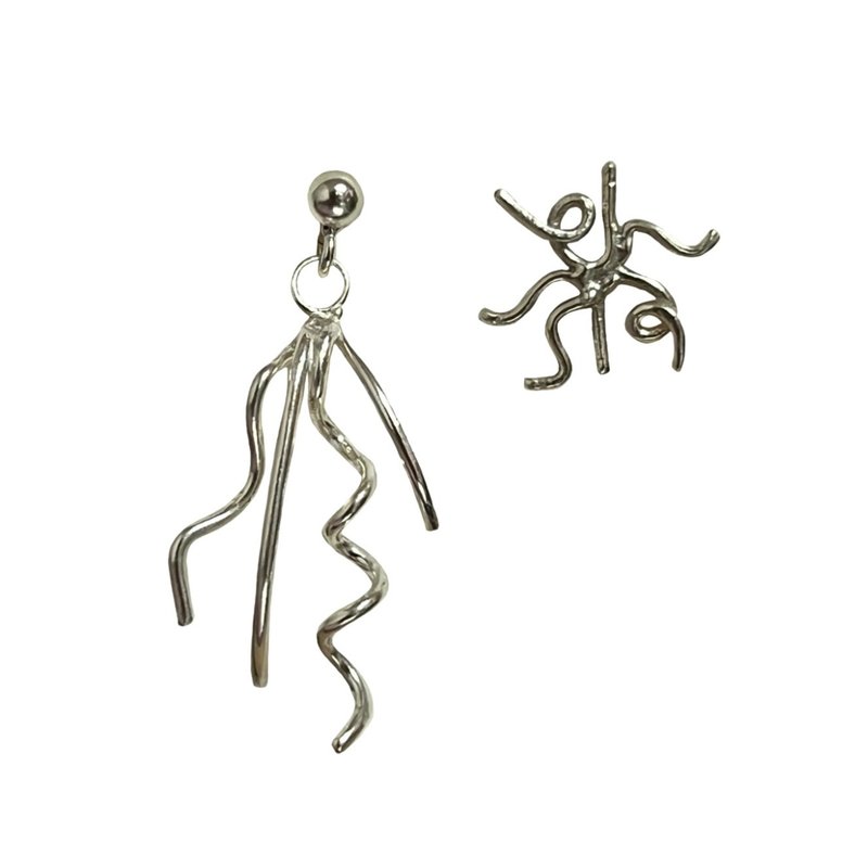 夏日祭典・烟火・耳饰 - 耳环/耳夹 - 银 银色