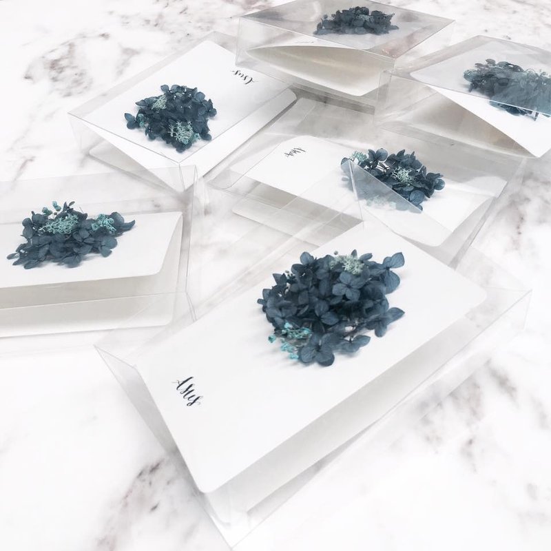 蓝繍球花 西洋书法 不凋 干燥花卡 - 卡片/明信片 - 纸 