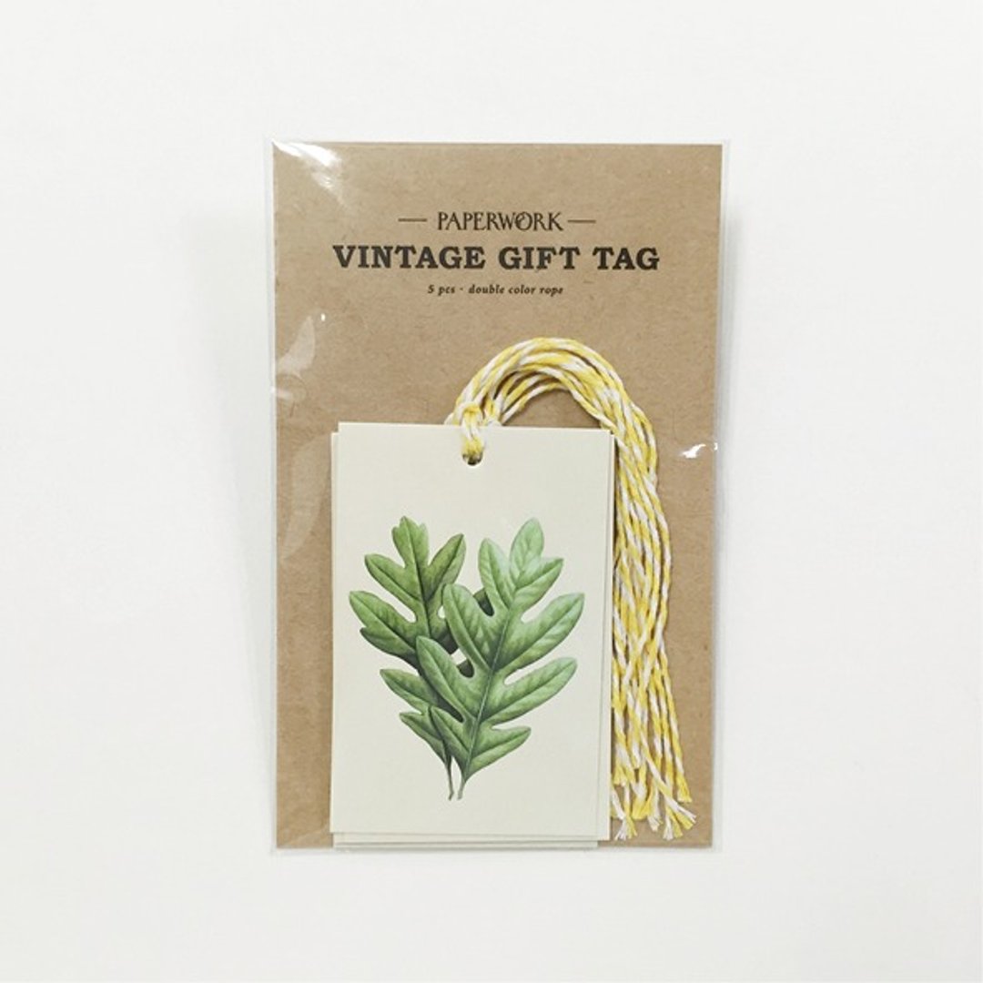 复古礼物吊卡 / 橡树叶 - 包装材料 - 纸 绿色