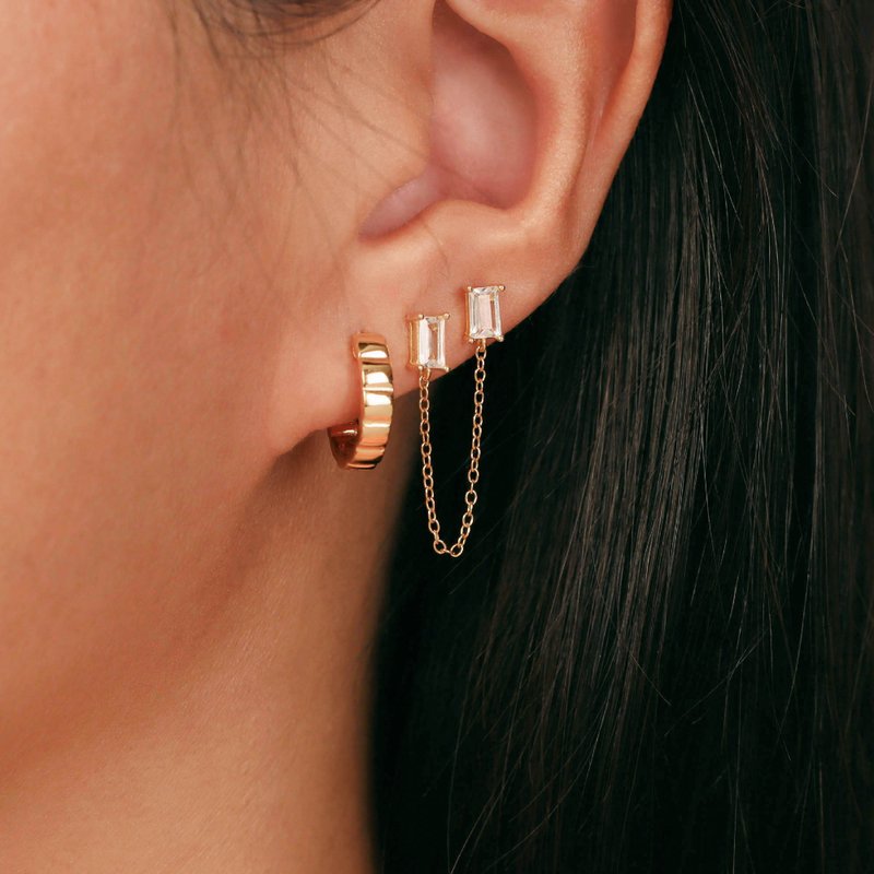 高級感純銀鍍金耳環 2025新款ins風基礎款耳扣小眾簡約銀耳飾 - 耳环/耳夹 - 银 金色