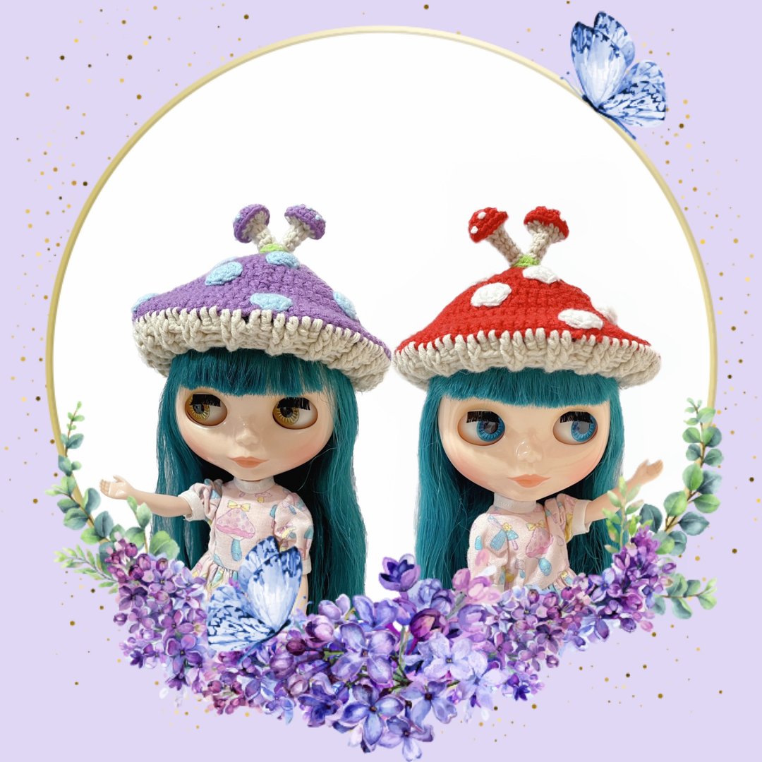 手作娃帽 蘑菇 毛线帽 Blythe 小布娃娃 帽 可爱 魔菇 森林系 - 帽子 - 其他材质 