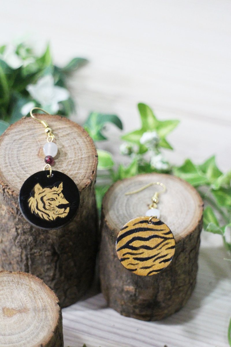 老虎-圆形耳环 - 耳环/耳夹 - 其他材质 