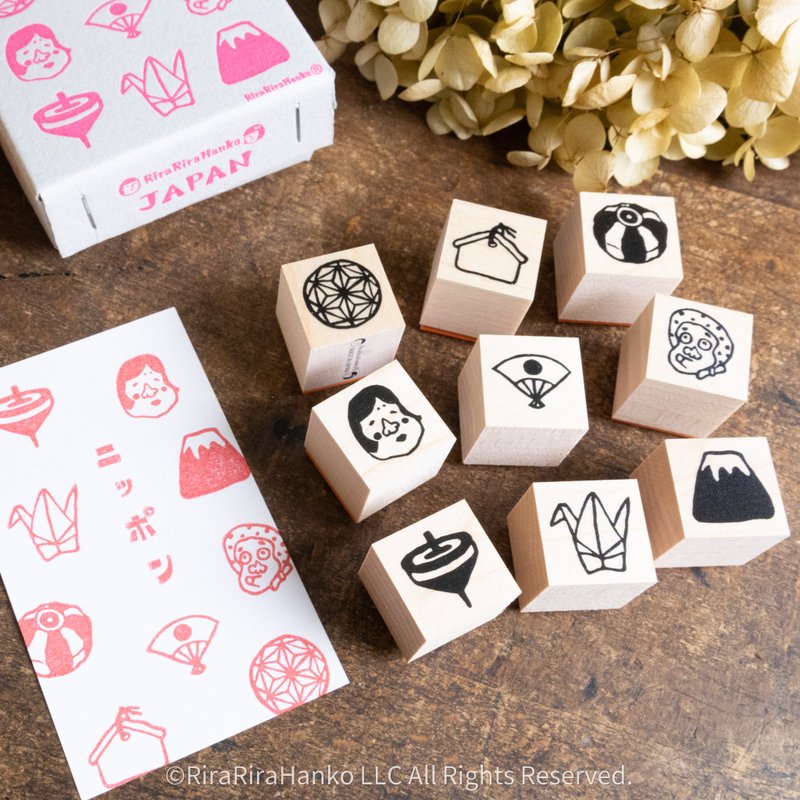 収纳箱付き*JAPANはんこセット*ラバースタンプ*RS054_y - 印章/印台 - 木头 