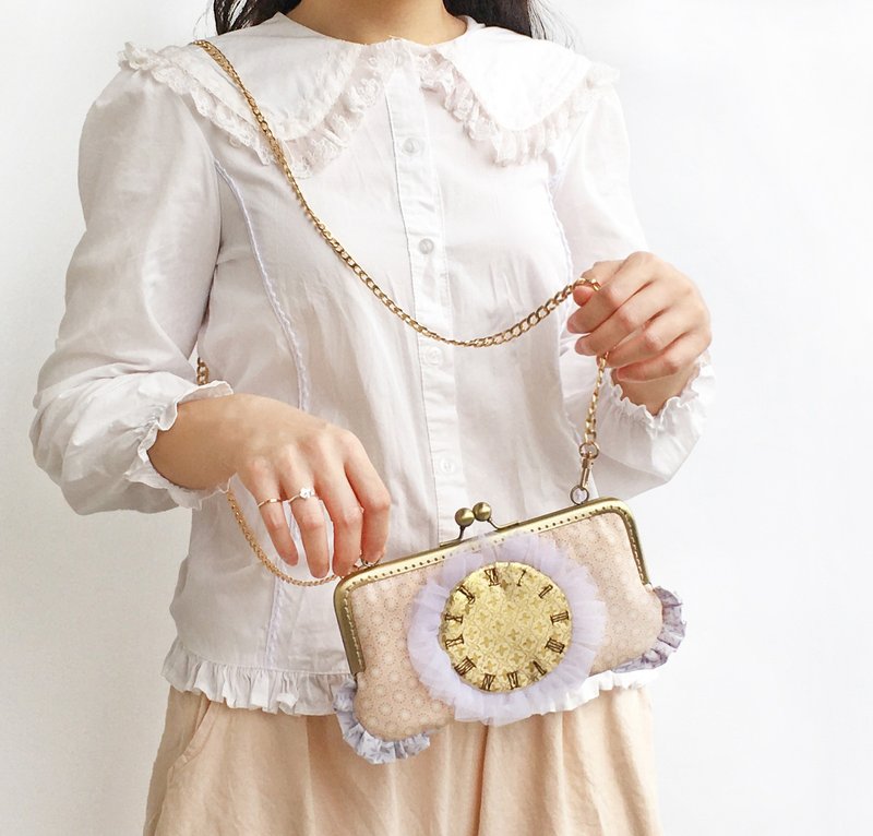 钱包女长款 吻锁口金包 手机包 银包 粉 公主の马车 - 皮夹/钱包 - 棉．麻 橘色