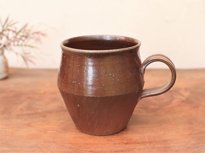 备前烧咖啡杯(野花) C9-052 - 咖啡杯/马克杯 - 陶 咖啡色