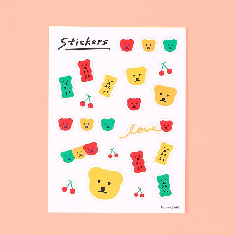 QQ小熊软糖 防水贴纸 - 贴纸 - 纸 多色