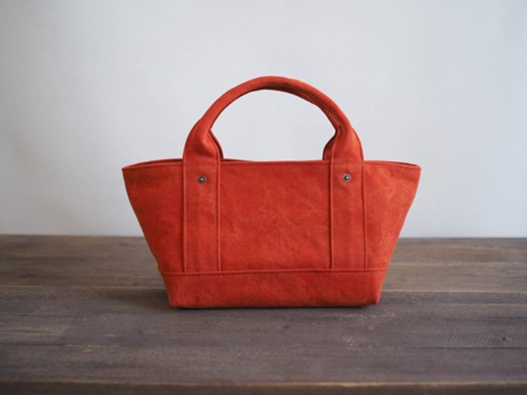 Made-to-order [ARMY DUCK] Tote bag with lid S Orange - 手提包/手提袋 - 棉 橘色