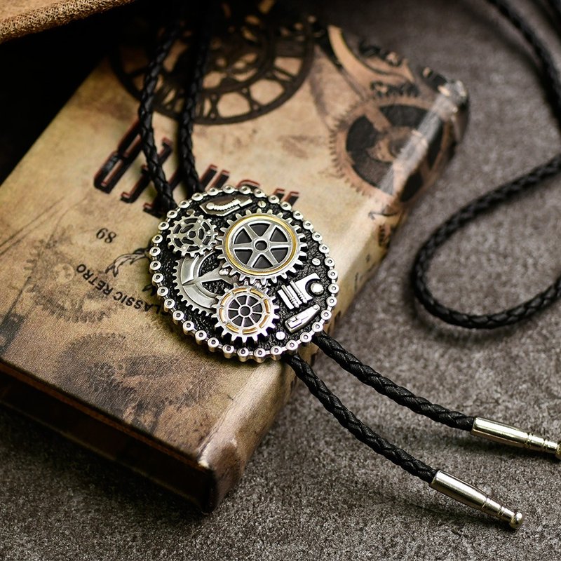 机械齿轮 保罗领带 Bolo Tie 皮革项链 皮绳领带 领绳领带 长项链 - 领带/领带夹 - 人造皮革 